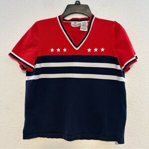 White Stag Red and Blue Short Sleeve Sweater Tee with Stars